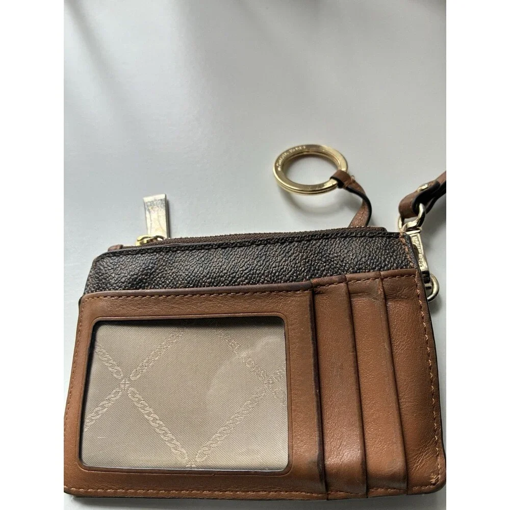 Michael Kors Brown Wristlet - MK Logo- ID Window- Zip Compartment- Pre-Owned